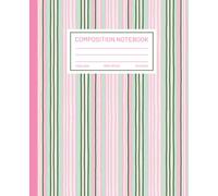 Pastel Green and Pink Composition Notebook: Preppy Aesthetic Hand Drawn Colorful Striped Journal | Wide Ruled | 7.5 x 9.25" | 110 Pages.