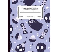 Pastel Halloween Composition Notebook for Girls | 7.5 x 9.25 in. | Matte Cover: Cute Ghosts, Candy, and Skull Pattern on Lavender Background - ... Journal for School, Notes, and October Fun