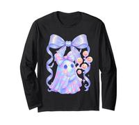 Pastel Halloween Ghost Blowing Pumpkin Bubbles Manga Larga