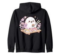 Pastel Kawaii Shima-Enaga Bird Sushi Cutecore Estética Sudadera con Capucha