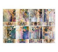 Pastel Klimt - Papel de arroz para decoupage, 8 x 11.5 pulgadas (A4), 4 hojas, 16 piezas, 8 diseños únicos, diseños navideños versátiles para proyectos de arte y manualidades CRAFT KREATIVELY