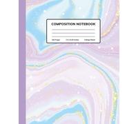 Pastel Marble Composition Notebook: Pink, Purple & Blue Marbled Galaxy Swirl Cover with Gold Glitter - 110 College Ruled Pages, 7.5 x 9.25 in Aesthetic Notebook for Girls, Teens, and Students