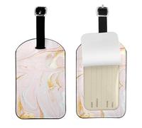 Pastel Marmoleado Ajustado,Etiquetas de equipaje de cuero sintético con nombre, etiquetas de viaje duraderas, 2 unidades