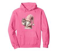Pastel Pink Santa Claus In Knit Outfit Cute Christmas GNOME Sudadera con Capucha