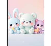 Pastel Plushie Animal Notebook for Kids & Tweens - Cute Bear, Bunny & Kitty Cover, Wide-Ruled, 200 Pages, 7.5 x 9.25 in + Bonus Schedule Page