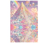 Pastel Pyramid Notebook 6x9: pyramid_made_of_glowing_flowers_A pastel colored pyramid filled with skulls carried by a unicorn.