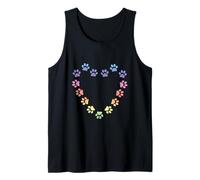 Pastel Rainbow Heart Cat Paw Prints Estética Gatos Amante Camiseta sin Mangas