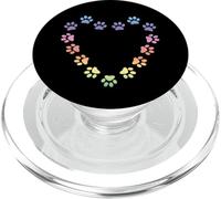 Pastel Rainbow Heart Cat Paw Prints Estética Gatos Amante PopSockets PopGrip para MagSafe