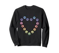 Pastel Rainbow Heart Cat Paw Prints Estética Gatos Amante Sudadera