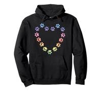 Pastel Rainbow Heart Cat Paw Prints Estética Gatos Amante Sudadera con Capucha