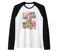 Pastel Retro I Love One Man and Varios Caballos Caballo Mamá Camiseta Manga Raglan