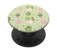 Pastel Spooky Ghosts and Clovers St Patricks Sage Green PopSockets PopGrip Adhesivo