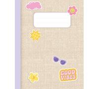 Pastel Sticker Composition Notebook: Large 8.5 x 11 Lined Exercise Book with Left Margin | 100 Pages Wide Ruled Paper with Built-in Class Timetable ... for School | By Flora & Fossil Press