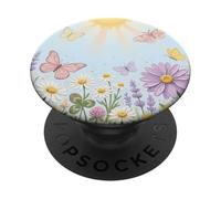 Pastel Sun Meadow Luna Moth and Butterfly PopSockets PopGrip Adhesivo