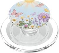 Pastel Sun Meadow Luna Moth and Butterfly PopSockets PopGrip para MagSafe