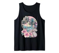 Pastel Tropical Atardecer Playa Floral Verano Vibes Dreamy Art Camiseta sin Mangas