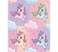 Pastel Unicorn Dreams Journal: Cute Notebook for Girls: A Soft Pastel 7.5” x 9.25” Notebook with Cute Ponies, Rainbow Clouds & Stars