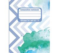 Pastel Watercolor Graph Paper Notebook - 120 Pages, 8.5 x 11 in - Cute Composition Book in Grid for School, Math, Drawing or Journaling