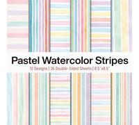 Pastel Watercolor Stripes Scrapbook Paper Craft Pad: 12 Stripe Designs, 36 Double-Sided Sheets Printed on 8.5"x8.5" Size Paper. Great for Gift ... Album, Mixed Media, Junk Journal, DIY Etc.