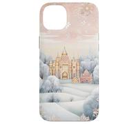 Pastel Winter Christmas House Decor with Snowflake Pattern Carcasa para iPhone 14 Plus