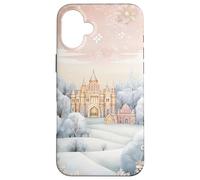 Pastel Winter Christmas House Decor with Snowflake Pattern Carcasa para iPhone 16 Plus