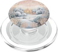 Pastel Winter Christmas House Decor with Snowflake Pattern PopSockets PopGrip para MagSafe