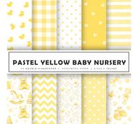 Pastel Yellow Baby Nursery Scrapbook Paper: Gingham, Stripes, Polka Dots, Florals & Cute Baby Toy Patterns for Scrapbooking, Junk Journals, Card ... | 20 Double-Sided Designs | 8.5 x 8.5 Inches