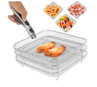 Pastelera de freidora de aire para 5.8-8 Qt Air Fryer Rack de deshidratador multifuncional con accesorios de pinza para horno, cuadrado de microondas