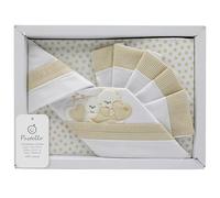 PASTELLO - Juego de cama de 3 piezas, 100% algodón para bebé, juego de sábanas con bordado (Art. LL9E, ECRU)