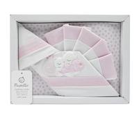 PASTELLO - Juego de cama de 3 piezas, 100% algodón para bebé, juego de sábanas con bordado (Art. LL9E, rosa)