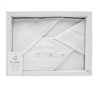PASTELLO - Juego de cama para cuna de 3 piezas, 100% algodón para bebés, juego completo de sábanas con bordado (Art. LL31E, PERLA)