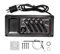 Pastilla de guitarra acústica, kit de preamplificador de ecualizador de 4.1 pulgadas, amplificador de sonido de guitarra, pastilla acústica ajustable de 4 bandas con perilla de volumen y accesorios
