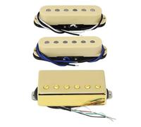 Pastilla de guitarra eléctrica Juego de pastillas eléctricas de guitarra Alnico 5 de 3 piezas accesorios para instrumentos musicales HSS simples/híbridos de 14K(Crm and Gd Set)