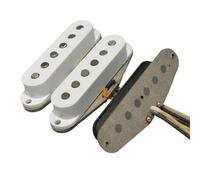pastilla de puente Guitarra SSS Alnico 5 Pastillas De Guitarra Placa Inferior Gris Alambre De Bobina De Construcción Pesada En Mano Izquierda(White)