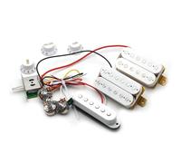 pastilla de puente Pastillas Humbucker De Guitarra HSH Con Interruptor De 5 Vías Potenciómetro De 500K Arnés De Cableado 2T1V Precableado Negro/blanco(White)