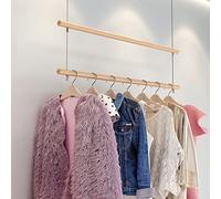 Pastilla de ropa montada en el techo con varilla colgante ajustable Multi Propósito Pantalla de ropa minorista Presente para almacenamiento de armario Organizador de estanterías de alambre de doble