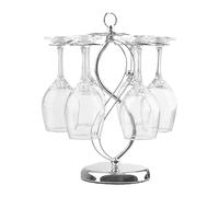 Pastilla de secado de copa de vino con marco de metal, organizador de almacenamiento de mesa de seis gancos, elegante pantalla de barras de barras, soporte duradero para cocina, comedor, bar de casas,