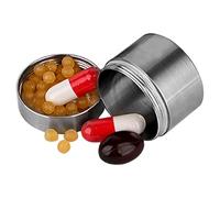 Pastilla de viaje impermeable de acero inoxidable | Pastillero de viaje portátil y hermético | Pastillero de viaje para hombres y mujeres, para guardar píldoras y suplementos dietéticos