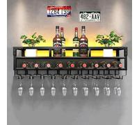Pastilla de Vino montada en la Pared, una Unidad de Barra estantes flotantes con luz LED, Estante de Copa de Vino Colgante, Rejilla de Almacenamiento de vinos, Organizador de Botellas de Vino de