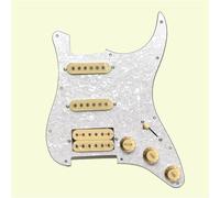 Pastilla Golpeador Golpeador de guitarra eléctrica de panel simple y doble con línea de captación juego completo adecuado para panel de guitarra ST SN(Pearlescent white+rice pickup)
