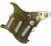 Pastilla para guitarra acústica, Gold Mirror Pickguard White Pickup Dual Hot Rail Humbucker Pickup Versatilidad Pickguard precableado for guitarras ST Piezas de repuesto for guitarra