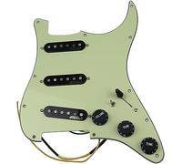 Pastilla para guitarra acústica, Kit de pastilla de bobina simple SSS Ainico 5 precableado de 7 vías de carga completa for guitarras eléctricas(Green)