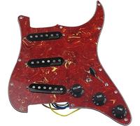 Pastilla para guitarra acústica, Kit de pastilla de bobina simple SSS Ainico 5 precableado de 7 vías de carga completa for guitarras eléctricas(Red)