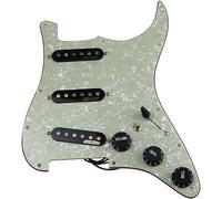 Pastilla para guitarra acústica, Kit de pastilla de bobina simple SSS Ainico 5 precableado de 7 vías de carga completa for guitarras eléctricas(Green Pearl)