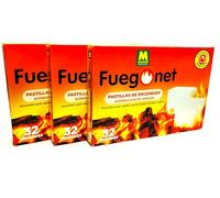 Pastillas Blancas de Encendido de Fuegos, 32 Pastillas por Tableta. Pack DE 3UDS. Encedido rapido de chimeneas, Estufas, barbacoas o fogatas