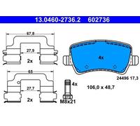 Pastillas de freno 13.0460-2736.2 ATE para VOLVO V60 I V70 III XC60 I SUV S80 II