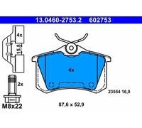 Pastillas de freno 13.0460-2753.2 ATE para RENAULT MEGANE III Coupé FLUENCE