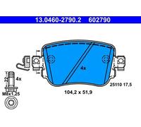 Pastillas de freno 13.0460-2790.2 ATE para VW AUDI SEAT SKODA