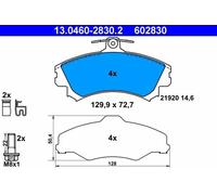Pastillas de freno 13.0460-2830.2 ATE para MITSUBISHI VOLVO