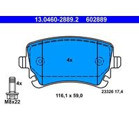 Juego de pastillas de freno ATE 13.0460-2889.2, atrás